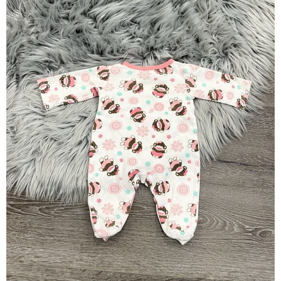 Vintage Sock Monkey Infant Long Sleeve‎ Newborn Sleeper Baby Starters - Picture 3 of 3